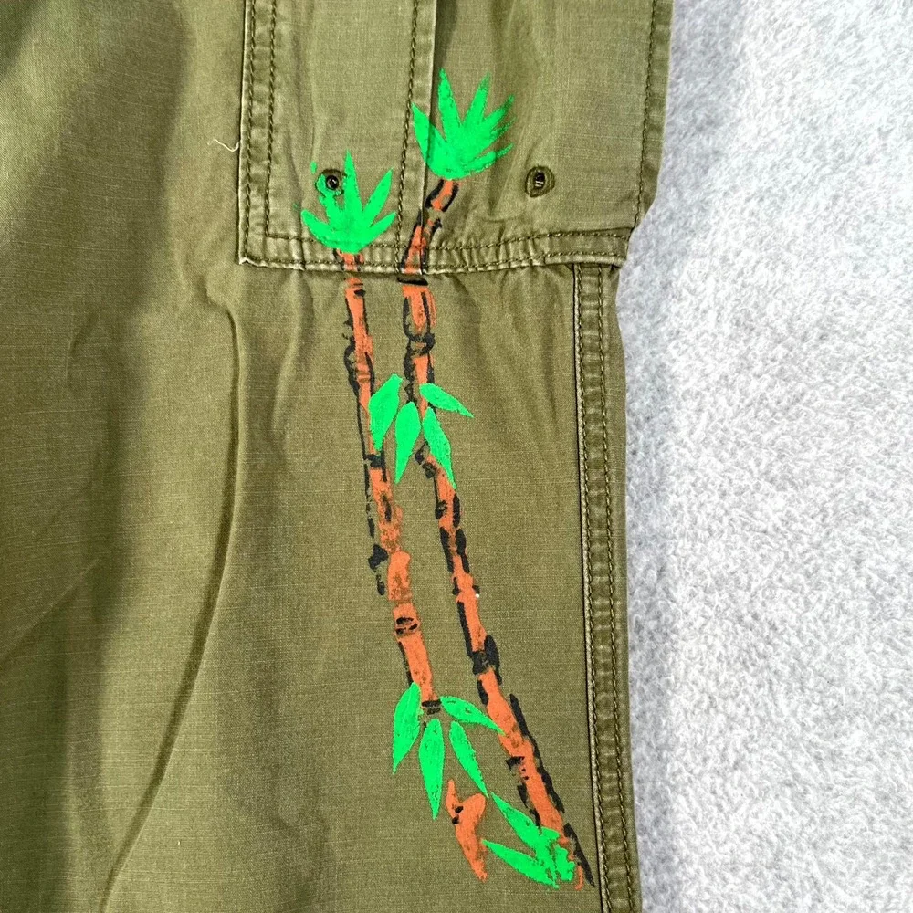 Vintage Polo Ralph Lauren Mens Cargo Pants Hand Painted Tiger Japanese Kanji
